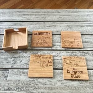 Washington State Bamboo Coaster Set of 4